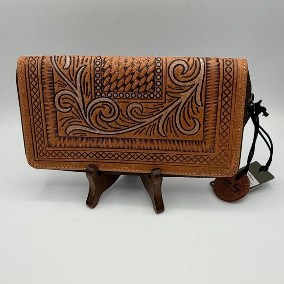 Myra Angelic Tooled Leather Wallet Full Zip Cash Cards Coin RFID Block NWT - Picture 6 of 14